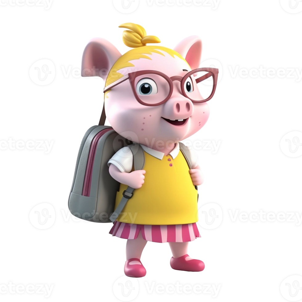 3D cute pig character png