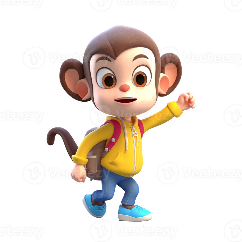 3D cute monkey character png