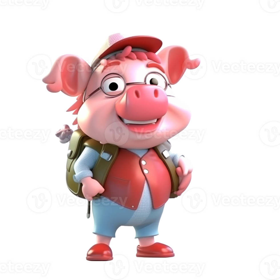 3D cute pig character png