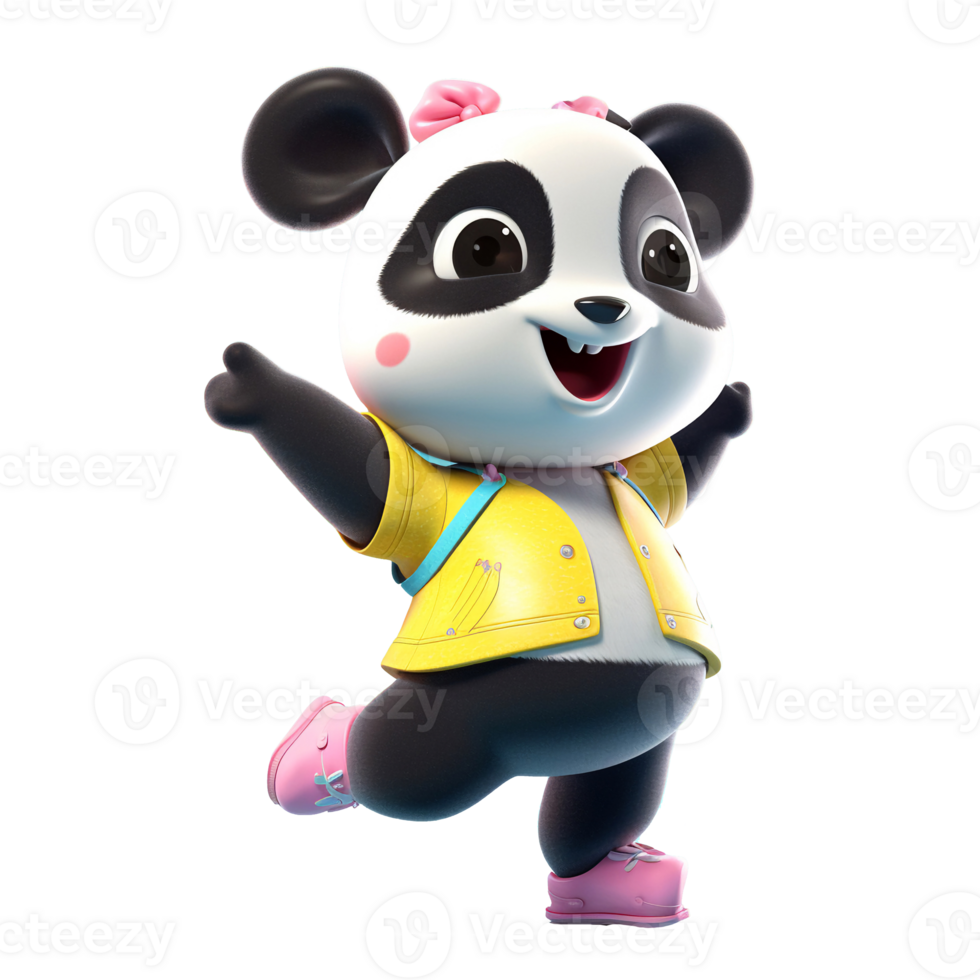 3D cute panda character png