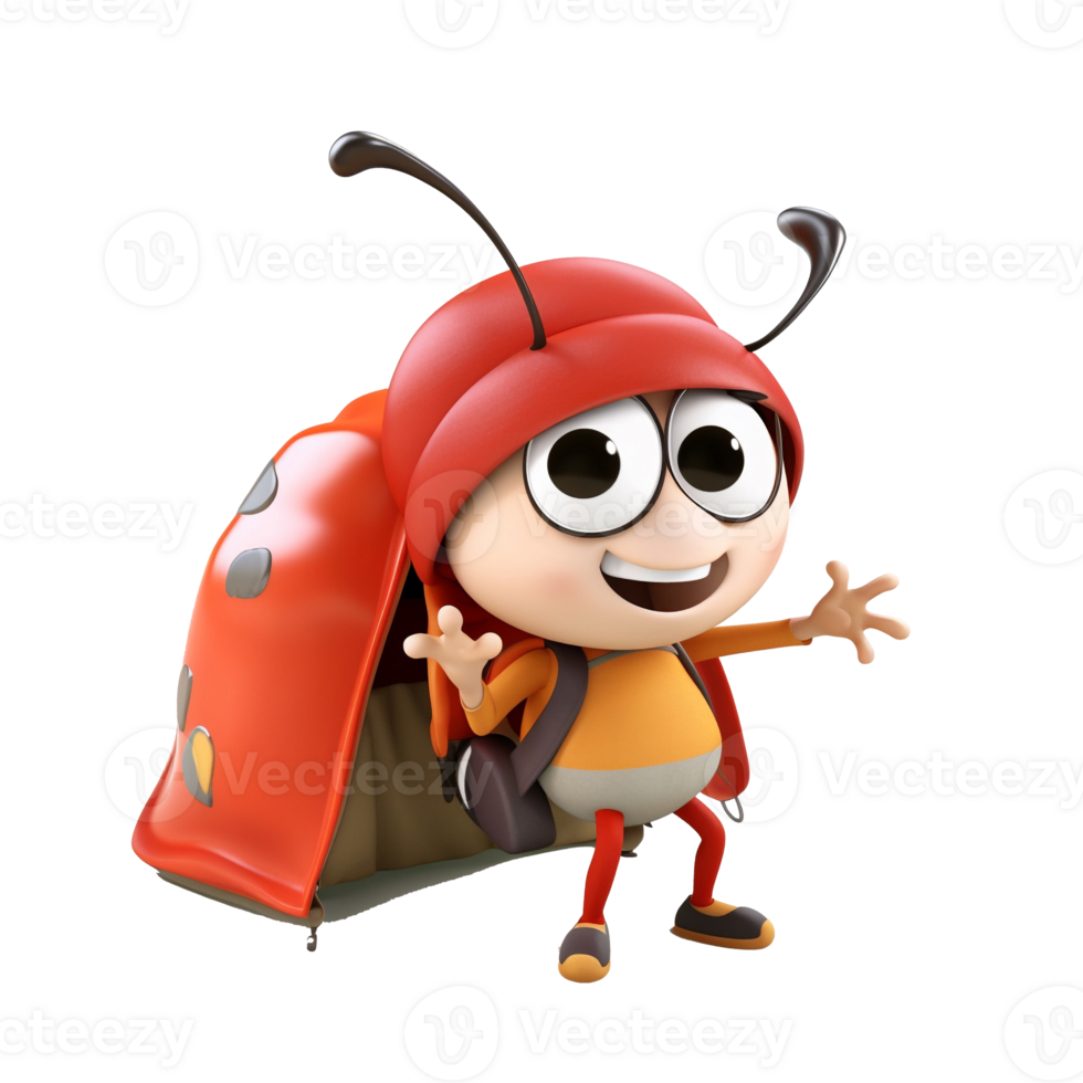 3D cute ladybug character png