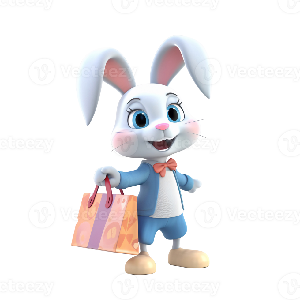 3D cute rabbit character png