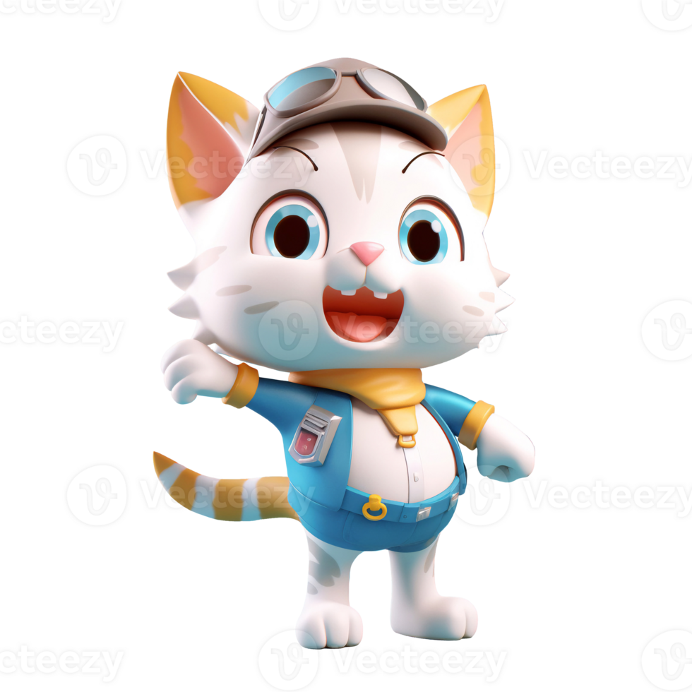3D cute cat character png