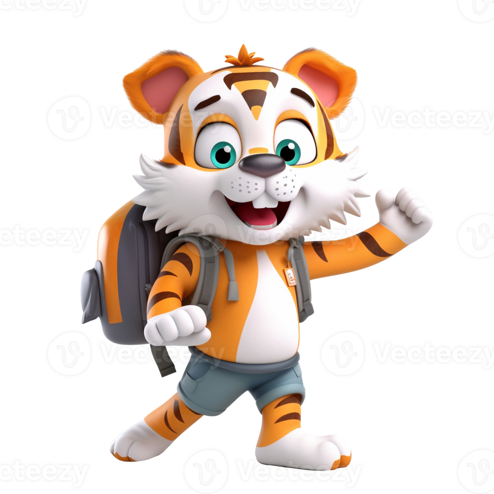 3D cute tiger character png