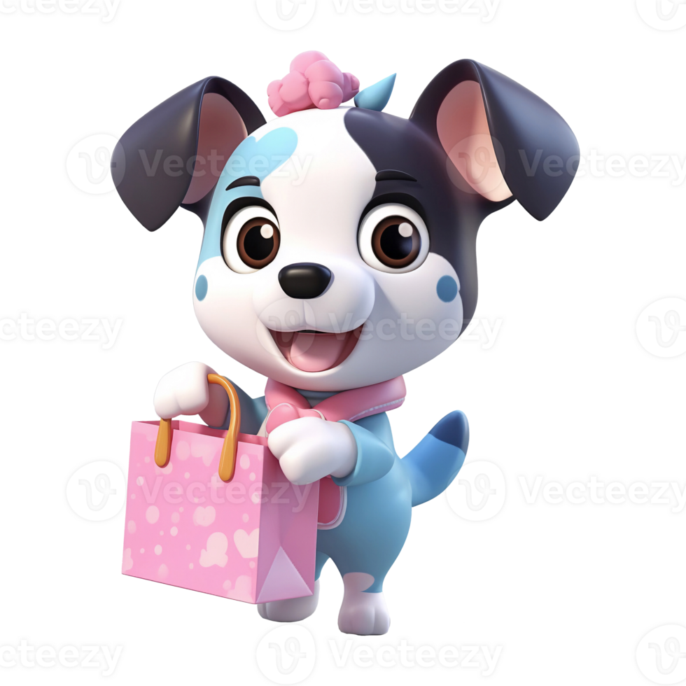 3D cute dog character png