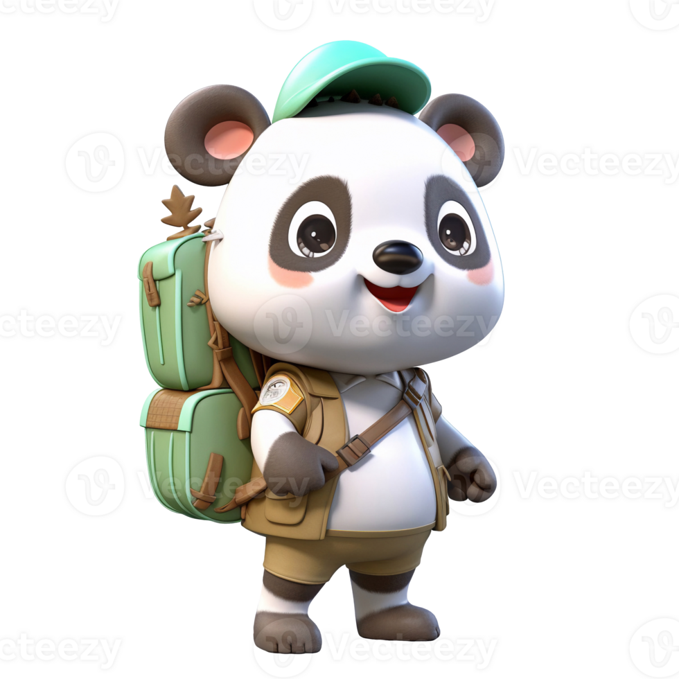 3D cute panda character png