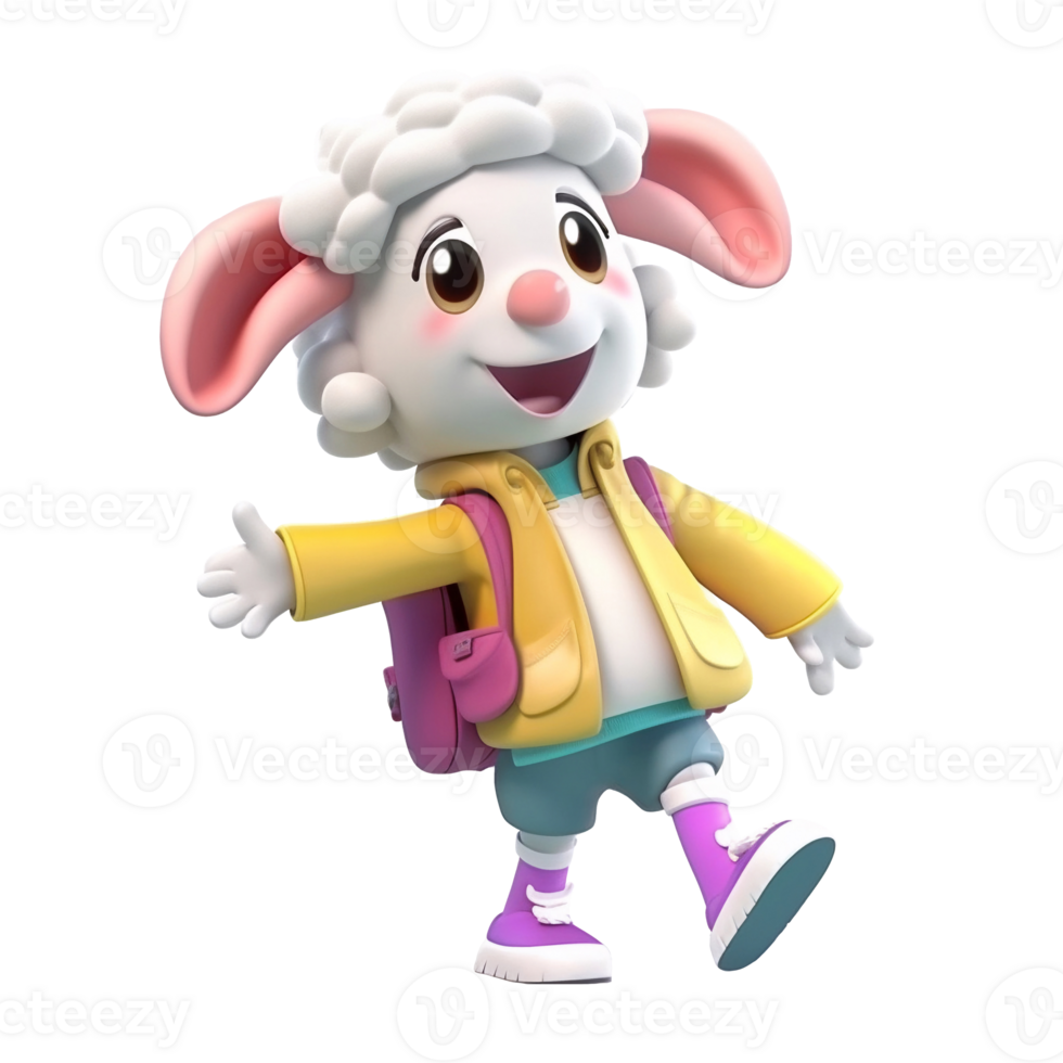 3d mignonne mouton personnage ai génératif png