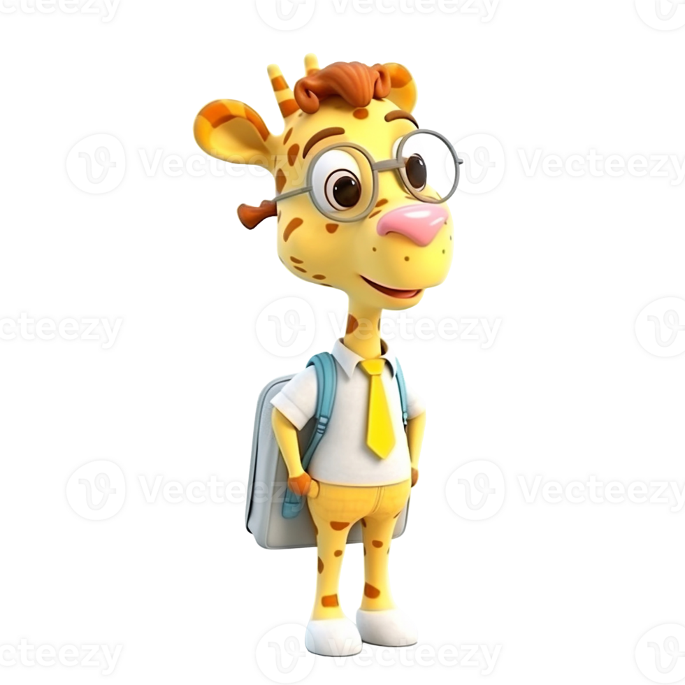 3D cute giraffe character png