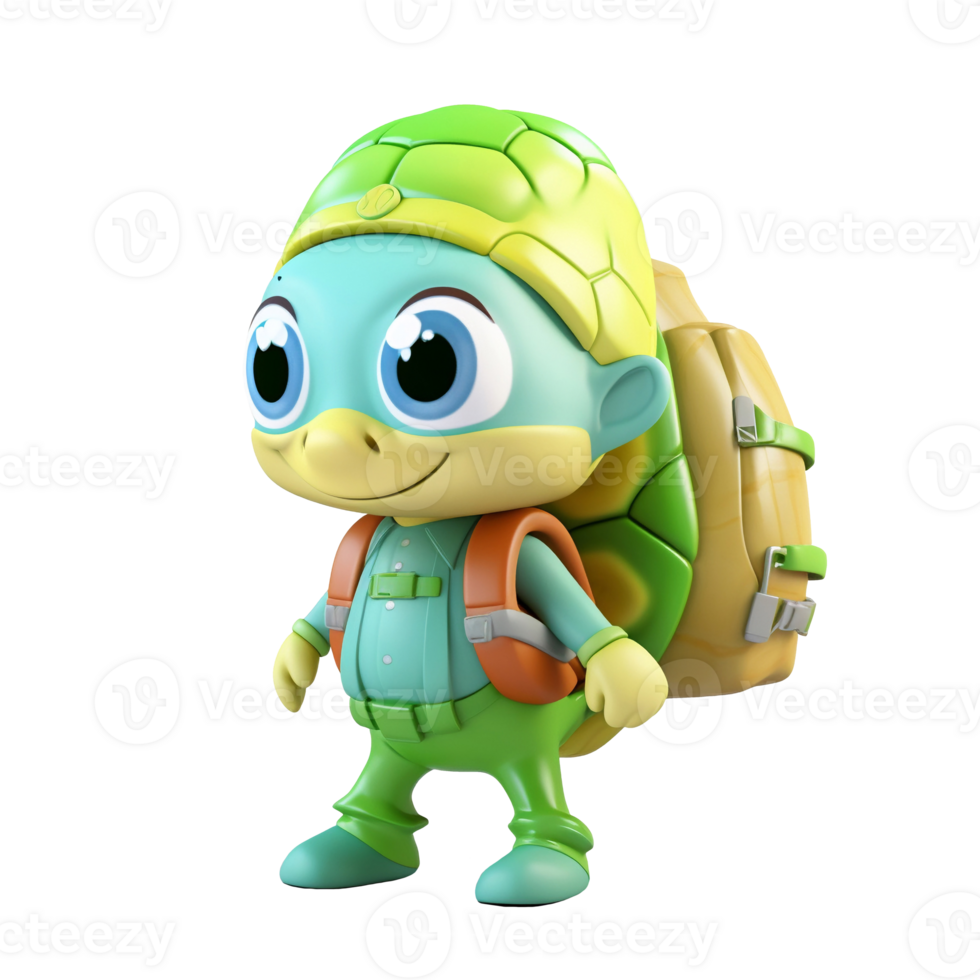 3D cute turtle character png