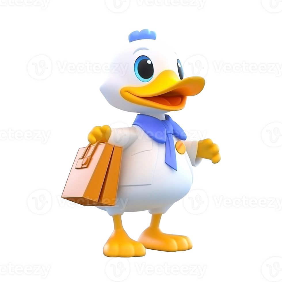 3D cute duck character png