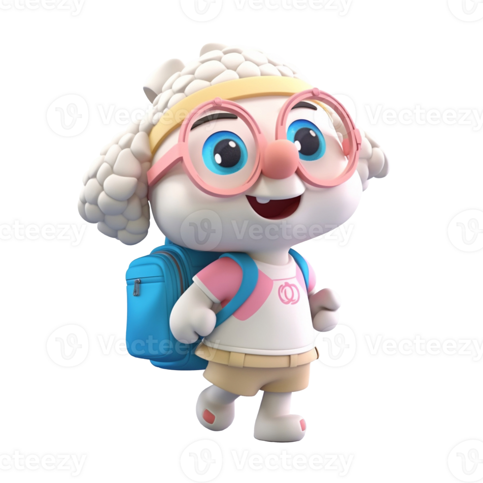 3d mignonne mouton personnage ai génératif png