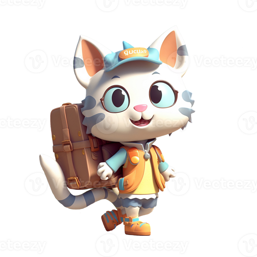 3D cute cat character png