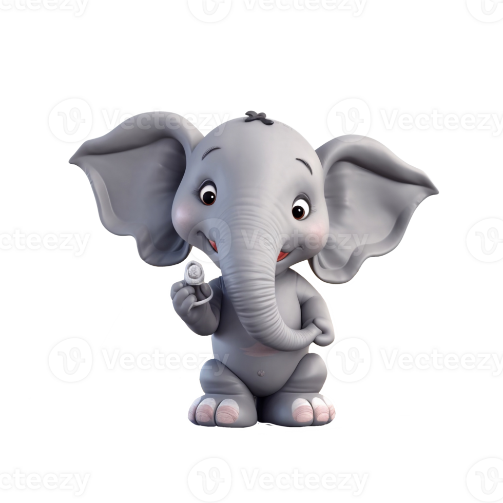 3D cute elephant character png