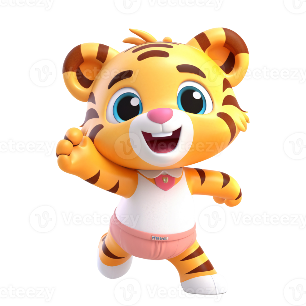 3D cute tiger character png