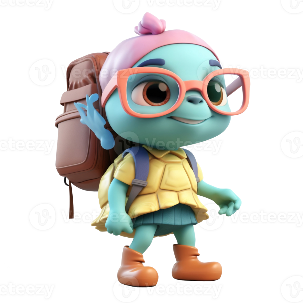 3D cute turtle character png