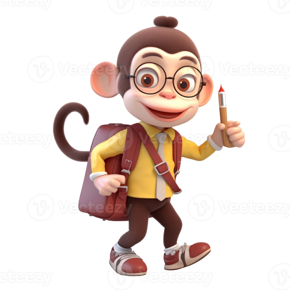 3D cute monkey character png