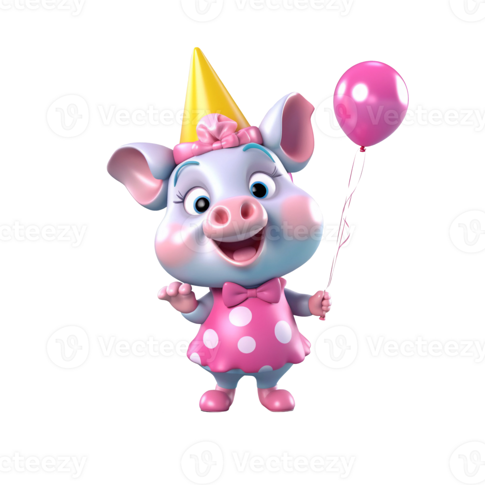 3D cute pig character png