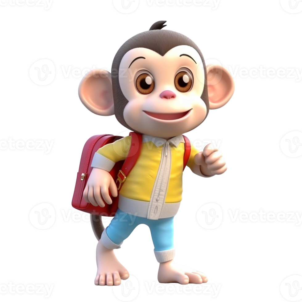 3D cute monkey character png