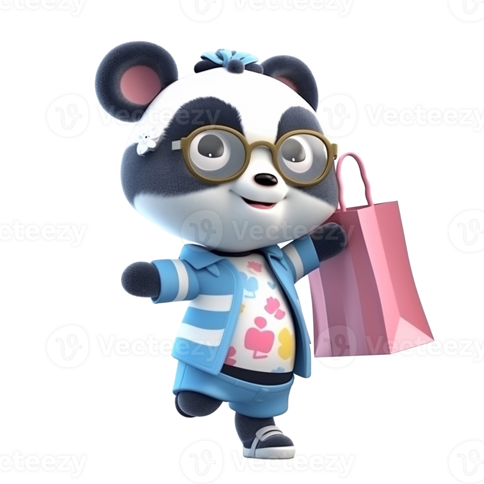 3D cute panda character png