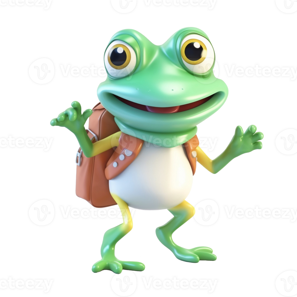 3D cute frog character png