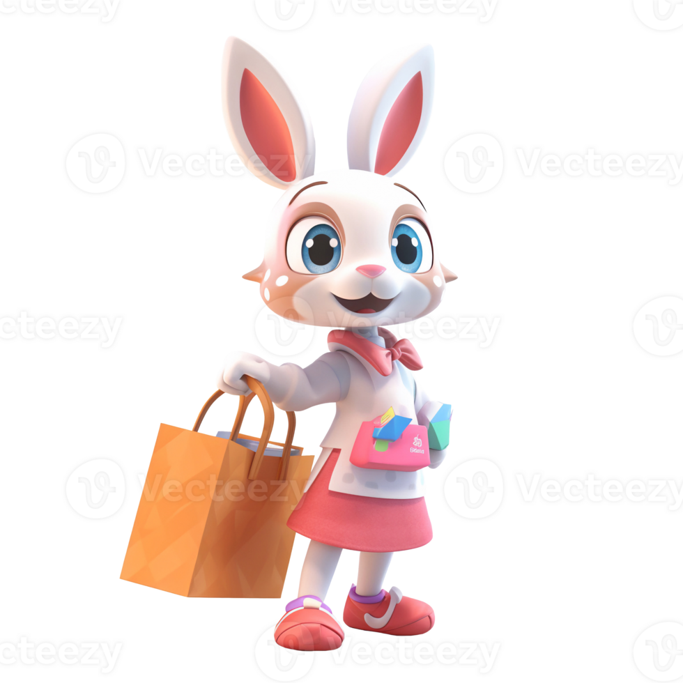 3D cute rabbit character png