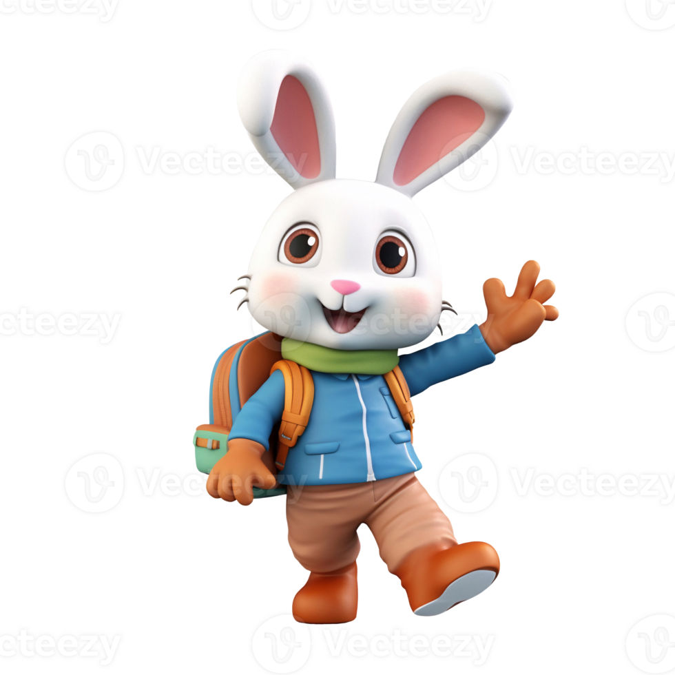 3D cute rabbit character png