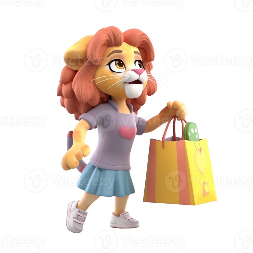 3D cute lion character png