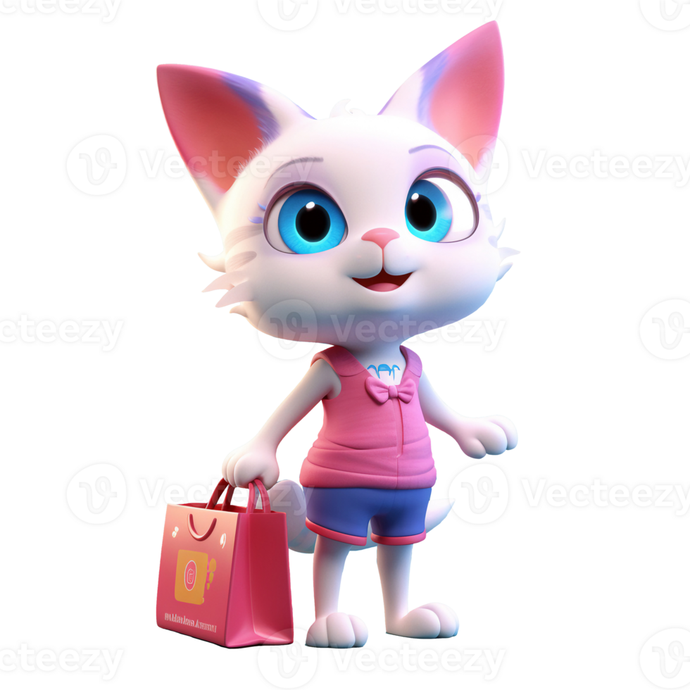 3d linda gato personaje ai generativo png