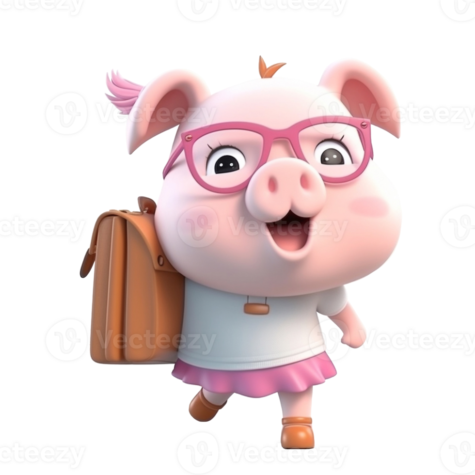 3D cute pig character png