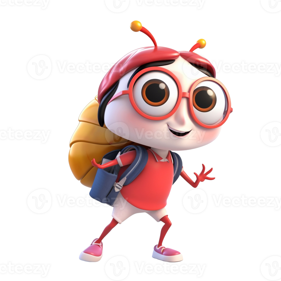 3D cute ladybug character png