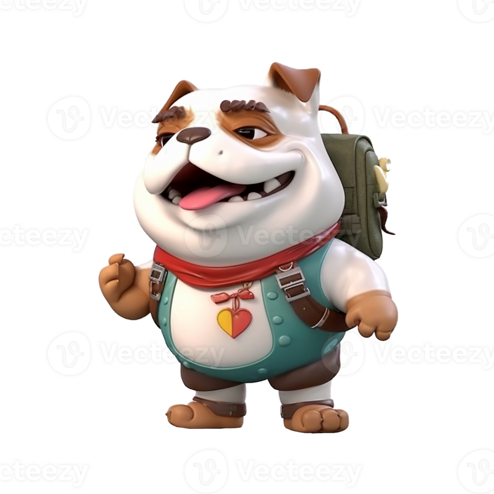 3D cute dog character png