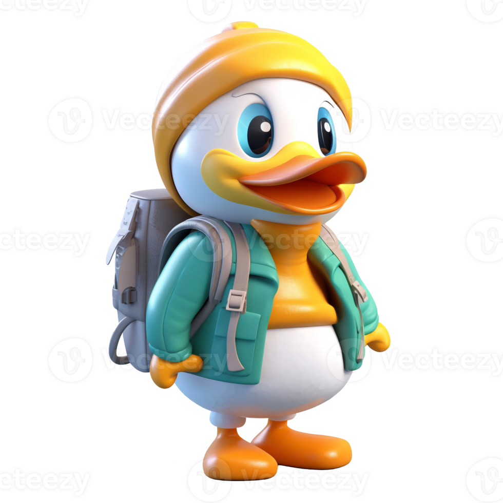 3D cute duck character png