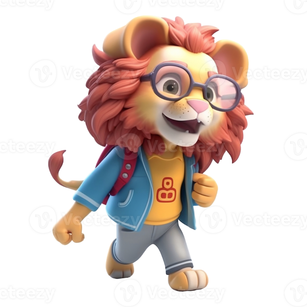 3D cute lion character png