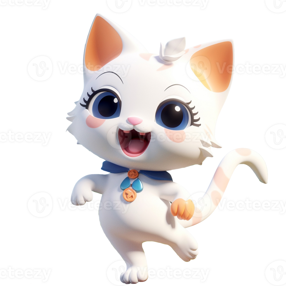 3d linda gato personaje ai generativo png