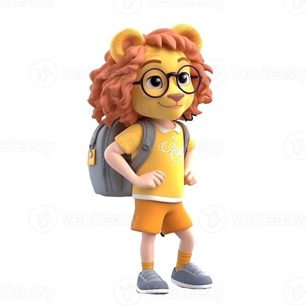 3D cute lion character png
