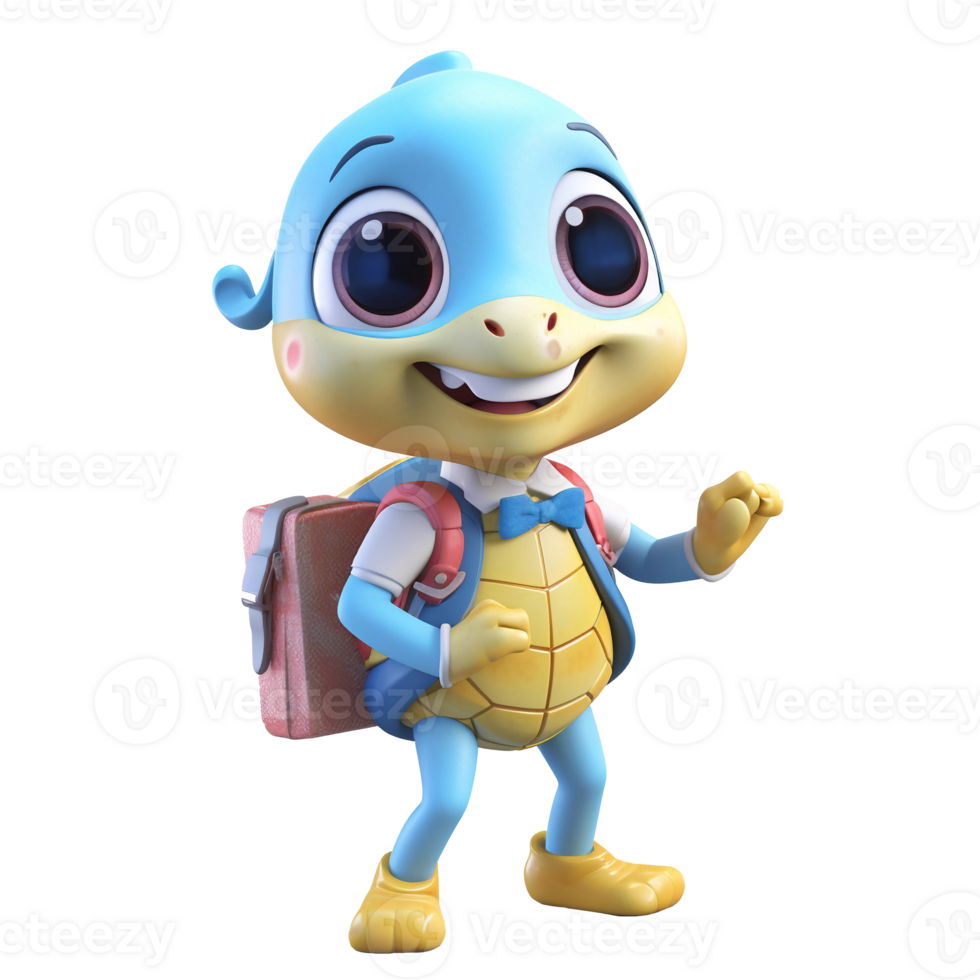 3D cute turtle character png