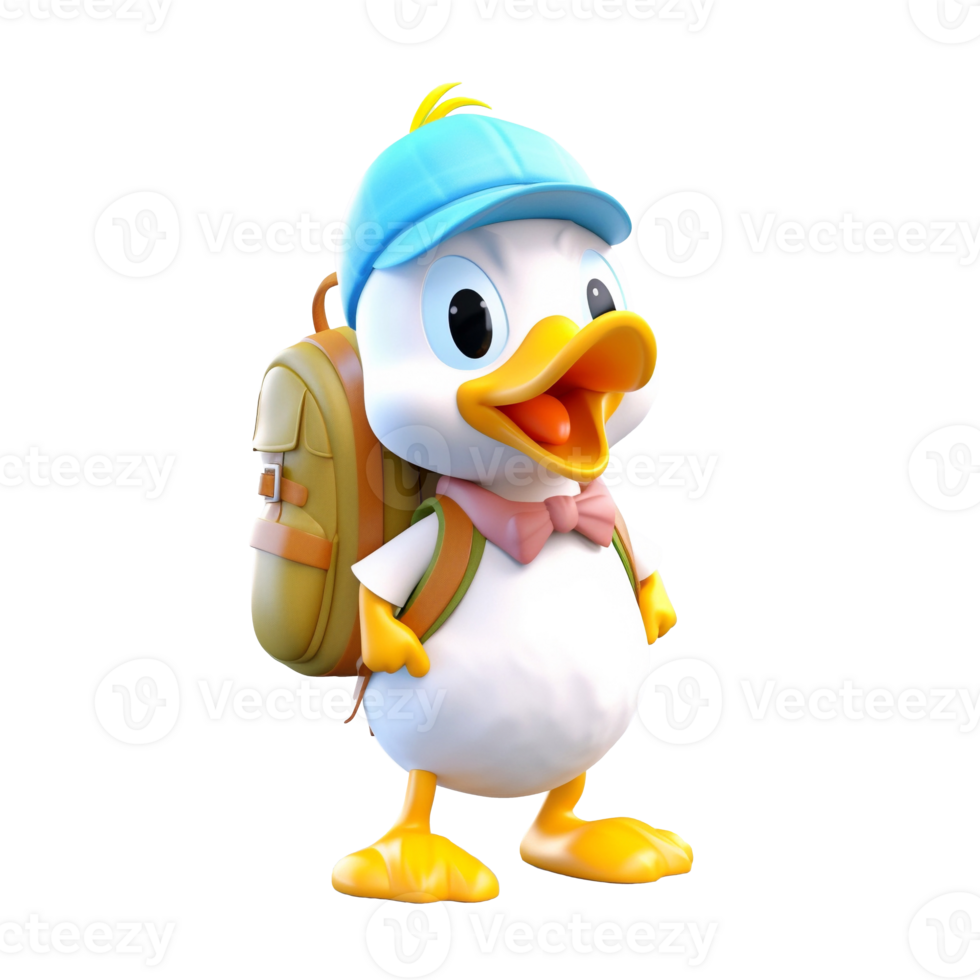 3D cute duck character png