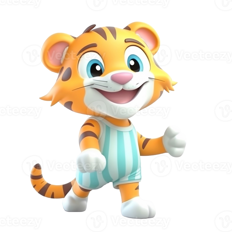3D cute tiger character png