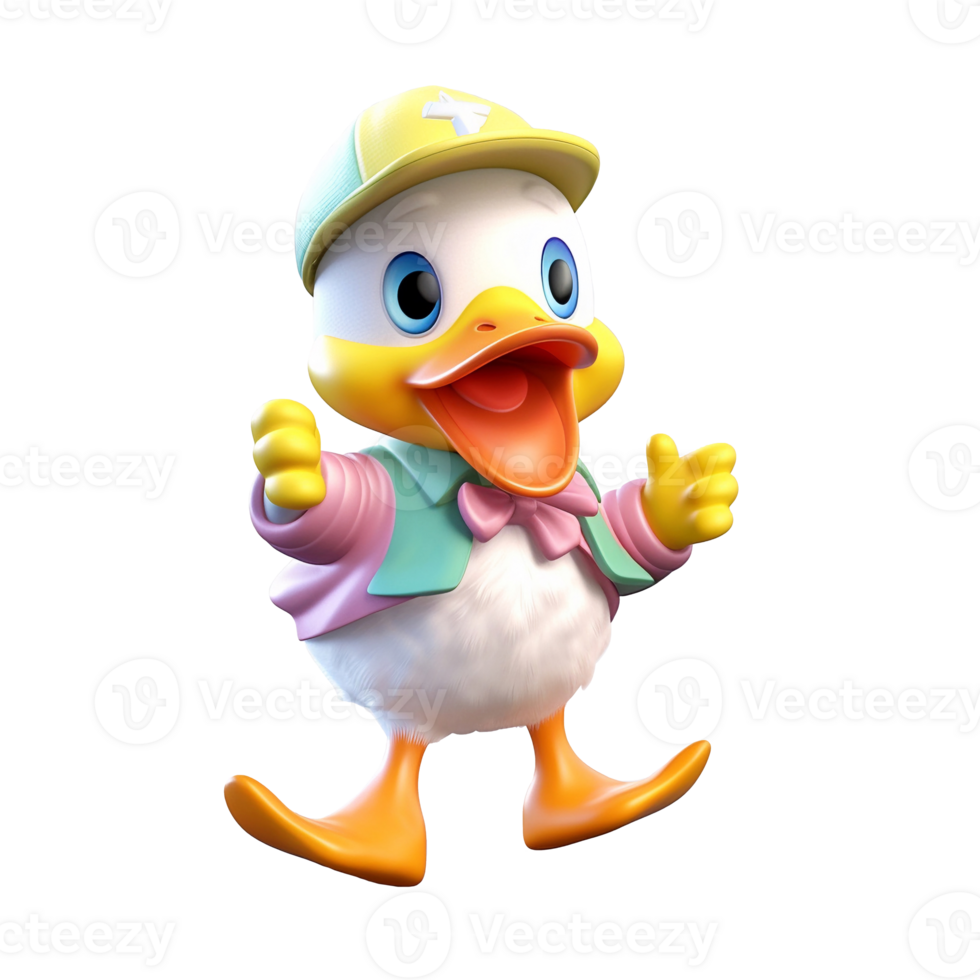 3D cute duck character png