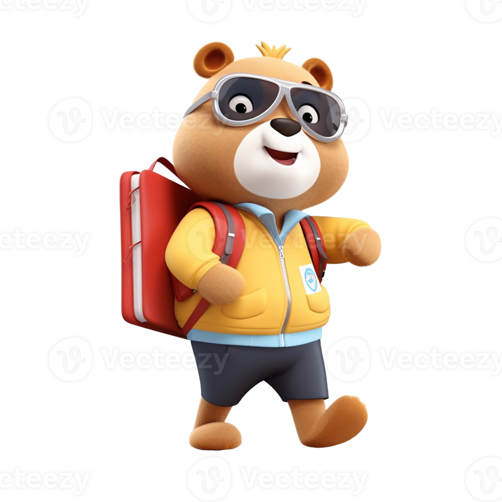 3D cute bear character png