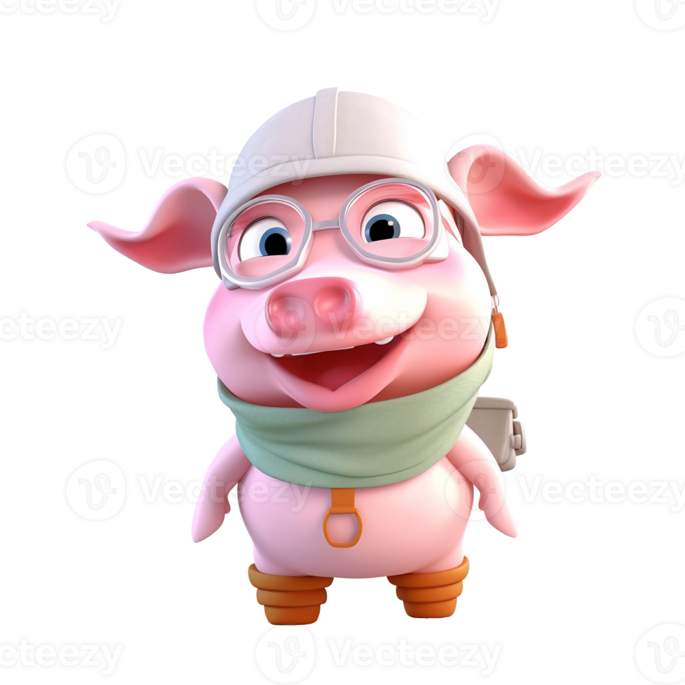 3D cute pig character png