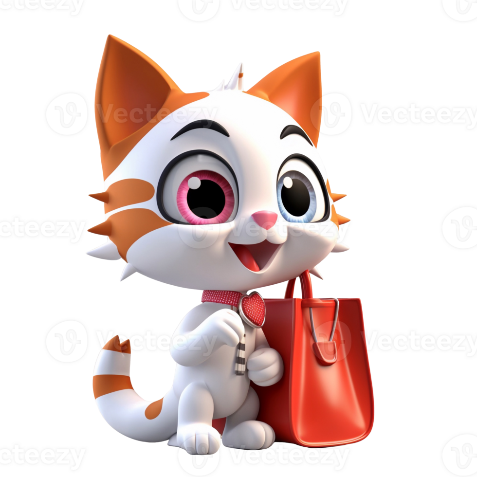 3D cute cat character png