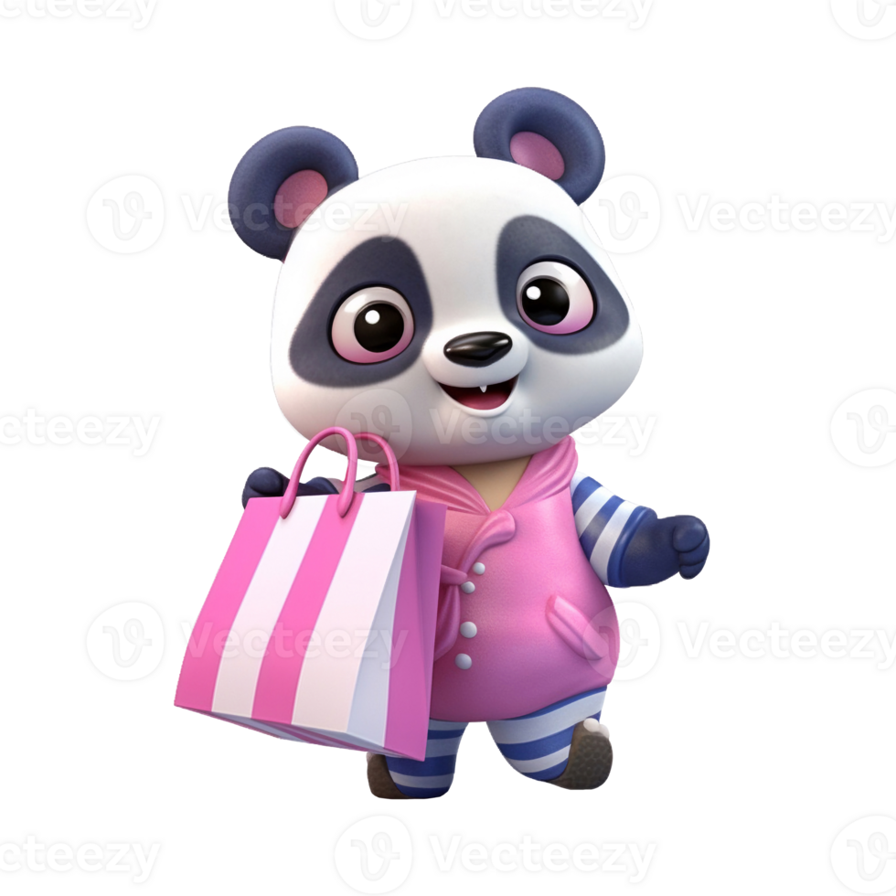 3D cute panda character png