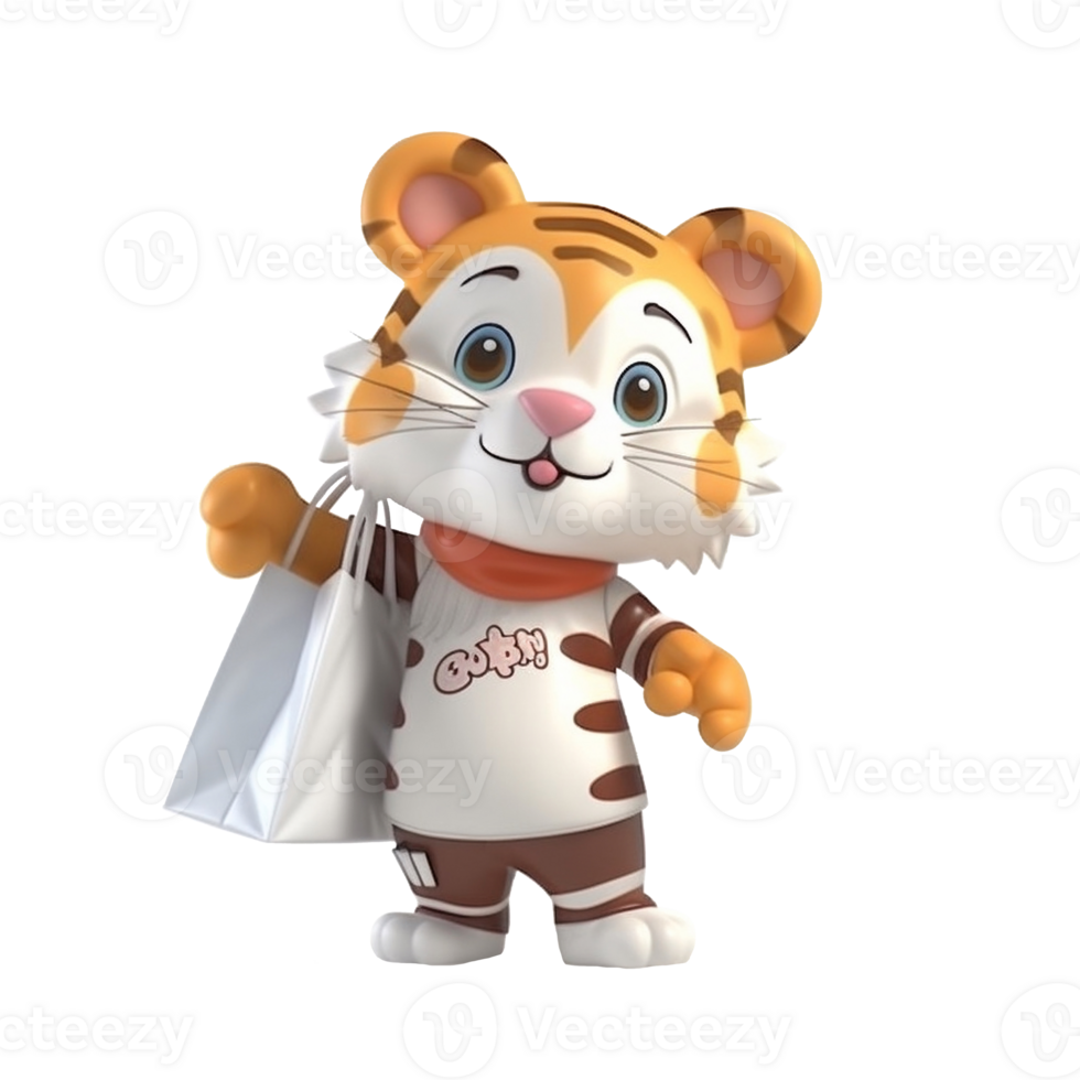3D cute tiger character png