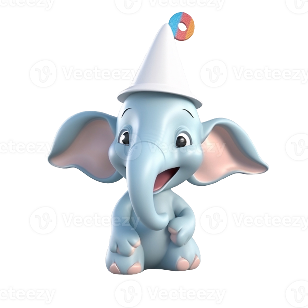3D cute elephant character png