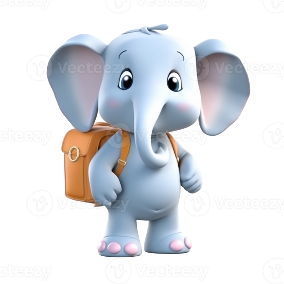 3D cute elephant character png