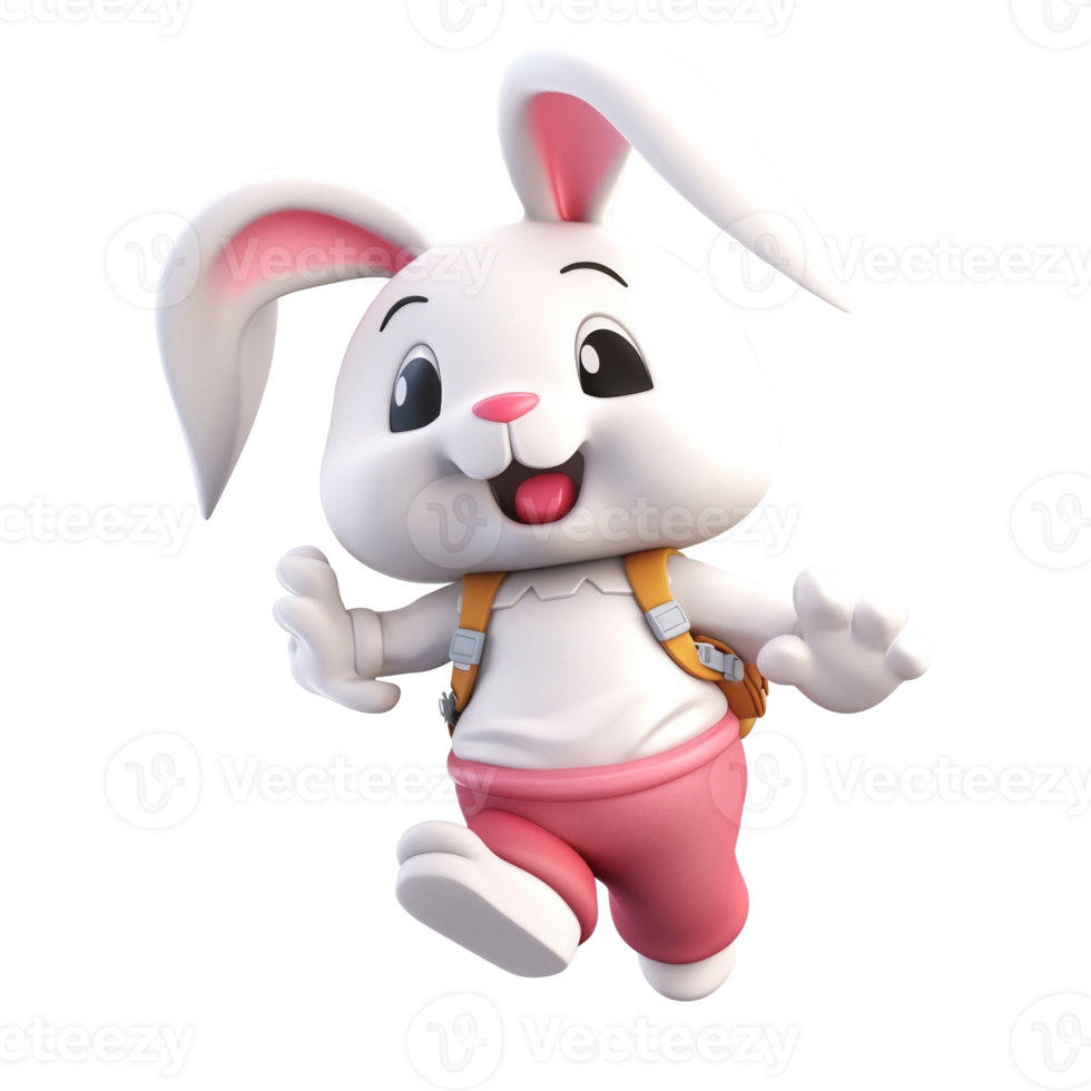 3D cute rabbit character png