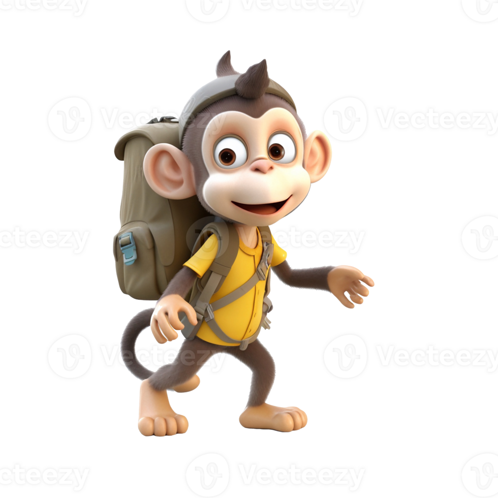 3D cute monkey character png