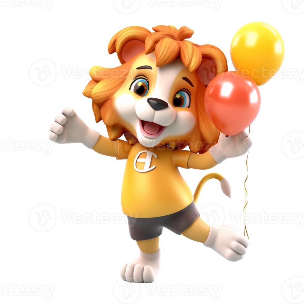 3D cute lion character png