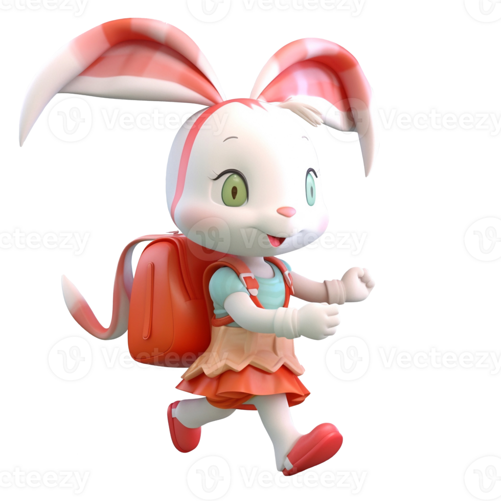 3D cute rabbit character png
